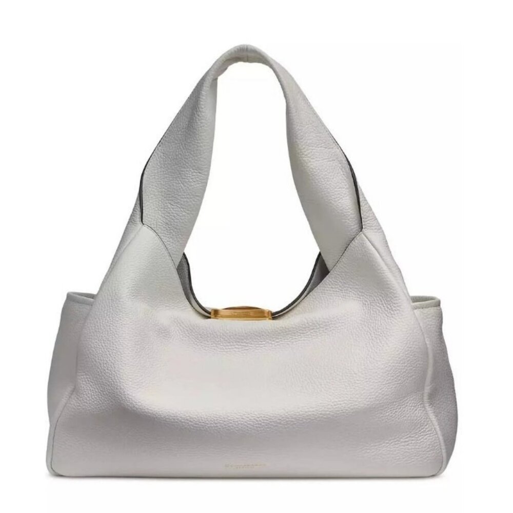 Donna Karan NY Amagansett pebbled leather XL shoulder tote bag + Dust bag WHITE